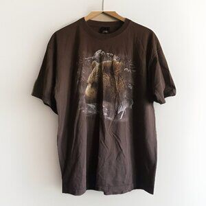 Montana Shirt Mens XL Brown Nature Bear Wildlife Prairie Mountain